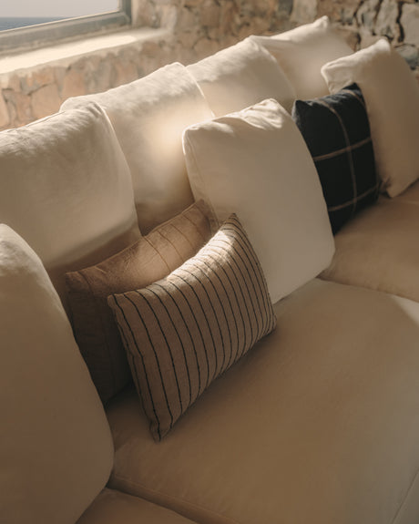 Nora 4 Sitzer Sofa mit abziehbaren Kissenbezügen aus Leinen und Baumwolle naturfarben 340 cm - ZEN ZONE Furniture