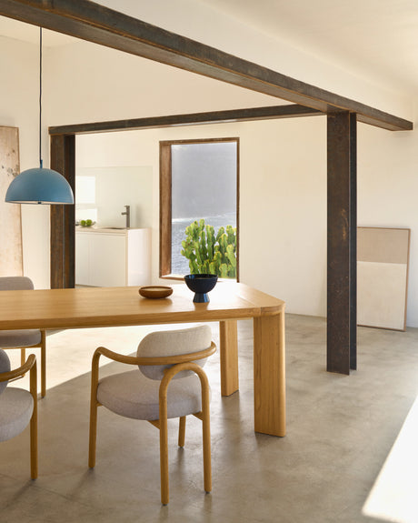 Melqui beige Stuhl aus massiver Eiche mit natürlichem Finish - ZEN ZONE Furniture
