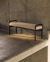 Macaret Polsterbank abnehmbarer Bezug massives Eichenholz in Schwarz 120 cm FSC Mix Credit - ZEN ZONE Furniture