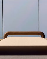 Macaret Polsterbank abnehmbarer Bezug massives Eichenholz Finish Nussbaum 120 cm FSC Mix Credit - ZEN ZONE Furniture