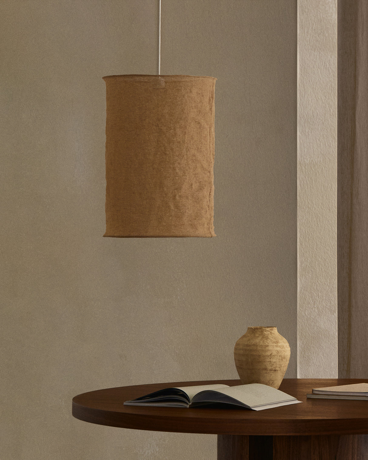 Mariela Schirm für Deckenlampe aus Leinen mit beigem Finish Ø 40 x 60 cm - ZEN ZONE Furniture