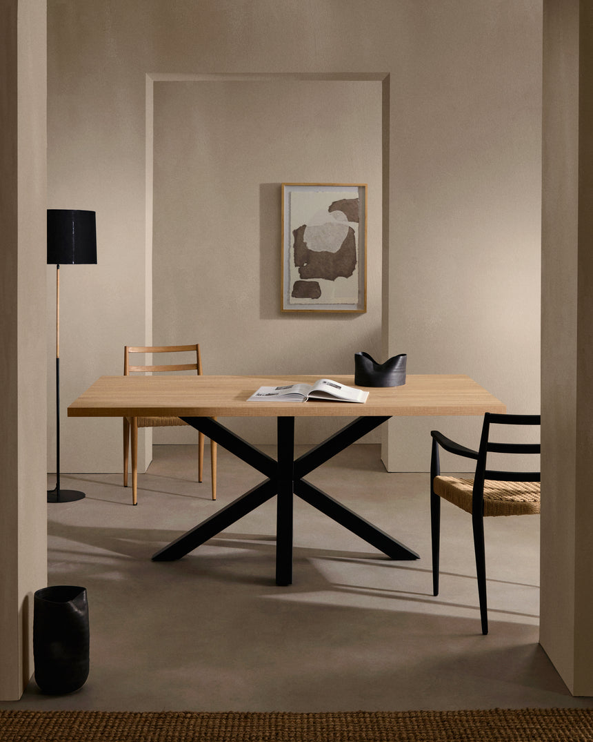 Argo Tisch 160 x 100 cm mit Melamin natur und schwarzen Stahlbeinen - ZEN ZONE Furniture