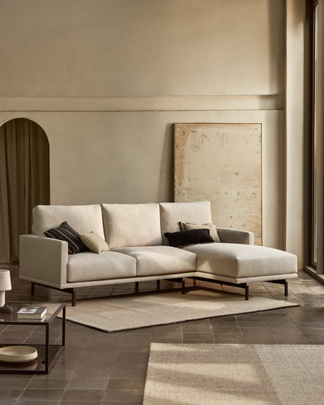 Galene 3-Sitzer Sofa beige mit Chaiselongue rechts 254 cm - ZEN ZONE Furniture