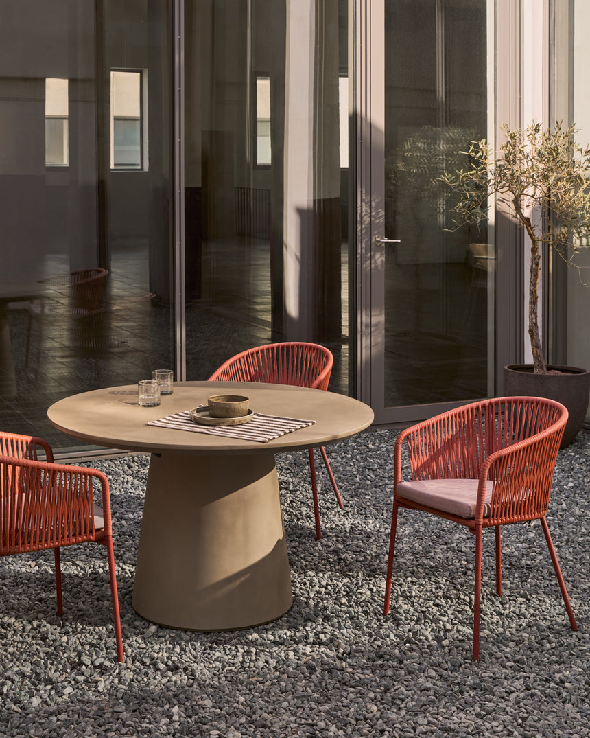 Yanet Stuhl aus Seil in Terrakotta mit Beinen aus verzinktem Stahl - ZEN ZONE Furniture
