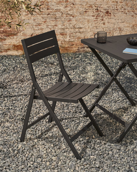 Faltbarer GartenstuhlTorreta aus Aluminium mit dunkelgrauem Finish - ZEN ZONE Furniture