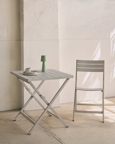 Faltbarer Gartentisch Torreta aus Aluminium mit hellgrauem Finish 70 x 70 cm - ZEN ZONE Furniture