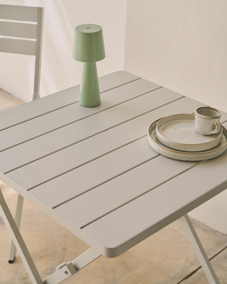 Faltbarer Gartentisch Torreta aus Aluminium mit hellgrauem Finish 70 x 70 cm - ZEN ZONE Furniture