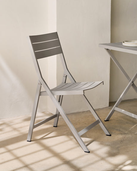 Faltbarer GartenstuhlTorreta aus Aluminium mit hellgrauem Finish - ZEN ZONE Furniture
