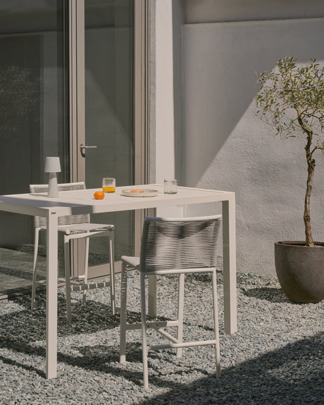 Gartenstehtisch Culip aus Aluminium mit weißem Finish 150 x 77 cm - ZEN ZONE Furniture