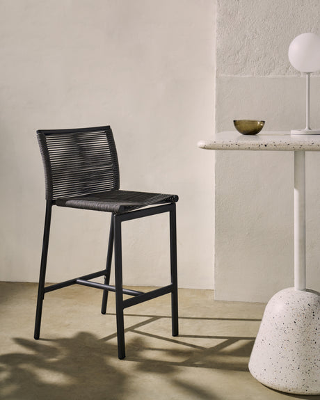 Culip Outdoor-Hocker aus Seil und grauem Aluminium 65 cm - ZEN ZONE Furniture