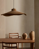 Albenya Deckenlampe aus Naturfasern und Baumwolle mit naturfarbenem und weißem Finish Ø 90 cm - ZEN ZONE Furniture