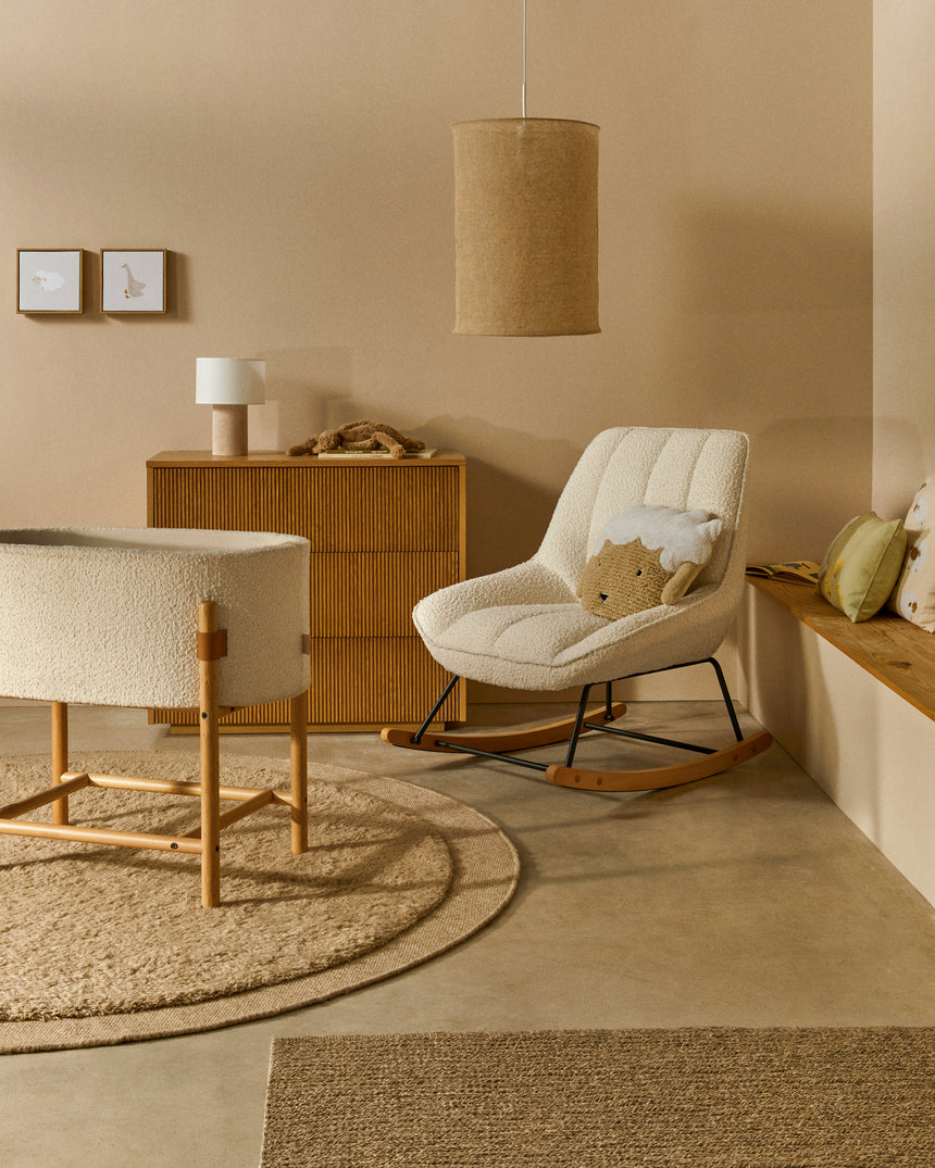 Marlina Schaukelstuhl mit Bezug in Bouclé weiß - ZEN ZONE Furniture