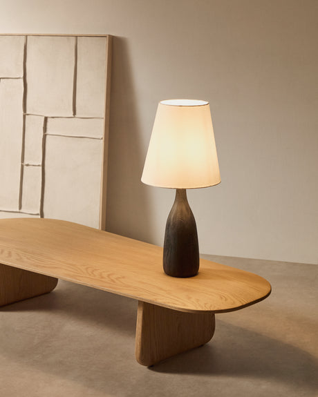 Tischleuchte Luvia aus Holz mit schwarz lackiertem Finish. - ZEN ZONE Furniture