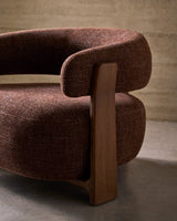 Sessel Granite aus brauner Chenille und Beinen aus massivem Eschenholz mit Walnuss-Finish FSC 100% - ZEN ZONE Furniture