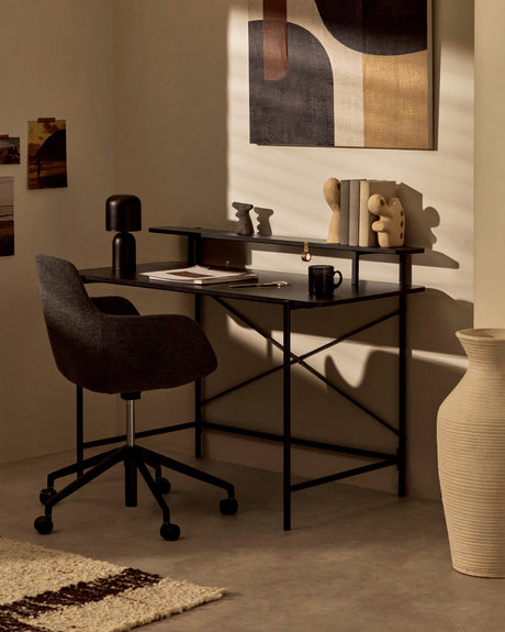 Tissiana Schreibtischstuhl Dunkelgrau und Aluminium mit mattschwarzer Oberfläche - ZEN ZONE Furniture