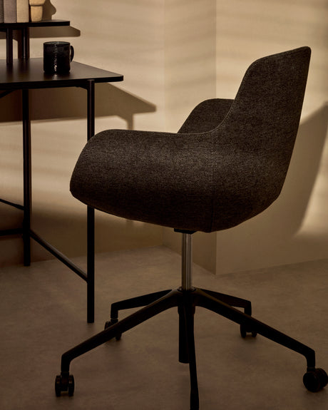Tissiana Schreibtischstuhl Dunkelgrau und Aluminium mit mattschwarzer Oberfläche - ZEN ZONE Furniture