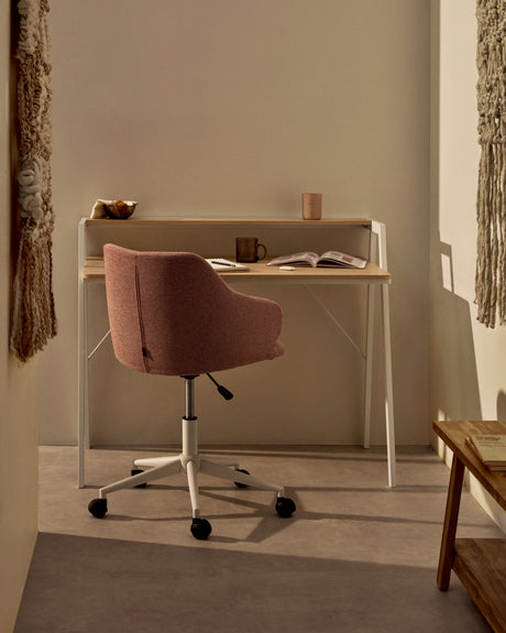 Einara Schreibtischstuhl in Rosa mit Beinen aus Stahl in Mattweiß - ZEN ZONE Furniture