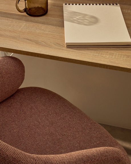 Einara Schreibtischstuhl in Rosa mit Beinen aus Stahl in Mattweiß - ZEN ZONE Furniture