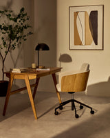 Madai Schreibtischstuhl beige Chenille und Eschenfurnier natürliches Finish FSC Mix Credit - ZEN ZONE Furniture