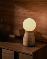 Tischleuchte Okeni aus Travertin und Glas. - ZEN ZONE Furniture