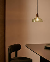 Deckenleuchte Silex aus grünem Glas und Walnussholz Ø 40 cm - ZEN ZONE Furniture