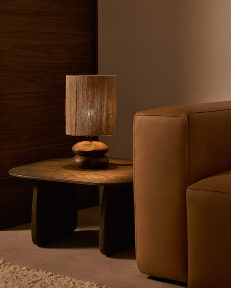 Tischleuchte Kor aus Akazienholz mit dunklem Finish und Jute - ZEN ZONE Furniture
