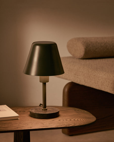 Tischleuchte Calina aus grünem Metall und schwarzem Marmor - ZEN ZONE Furniture