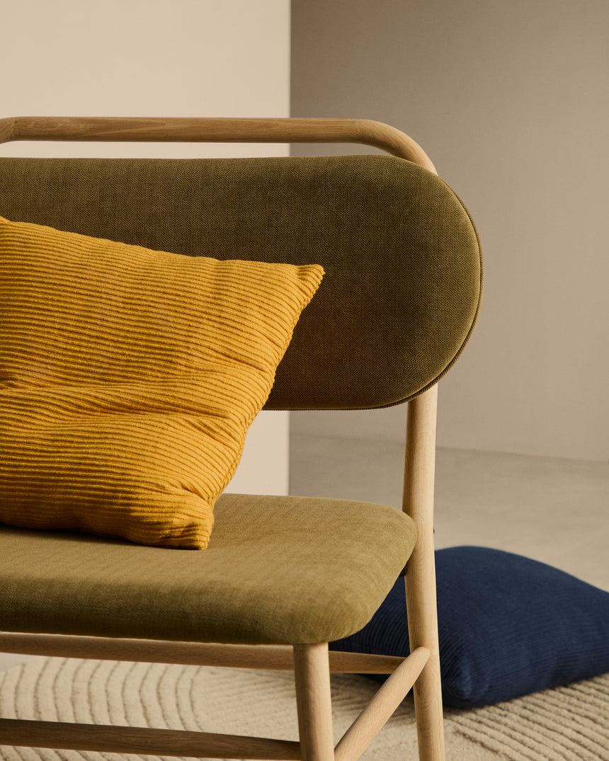 Sessel Helda aus grünem Chenille und massivem Eichenholz FSC Mix Credit - ZEN ZONE Furniture