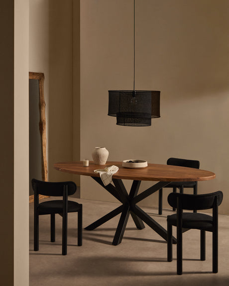 Lampenschirm für Deckenleuchte Mariela aus Leinen mit schwarzem Finish Ø 60 x 40 cm - ZEN ZONE Furniture