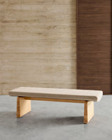 Polsterbank Topaz beige Chenille und massives Eschenholz mit natürlichem Finish 150cm FSC 100% - ZEN ZONE Furniture