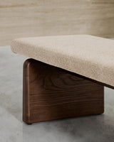 Polsterbank Topaz beiger Chenille und massives Eschenholz mit Walnuss-Finish 150cm FSC 100% - ZEN ZONE Furniture