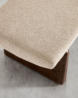 Polsterbank Topaz beiger Chenille und massives Eschenholz mit Walnuss-Finish 150cm FSC 100% - ZEN ZONE Furniture