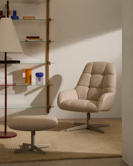 Drehsessel Jaspe beige und Metall mit grauer Oberfläche FSC 100% - ZEN ZONE Furniture