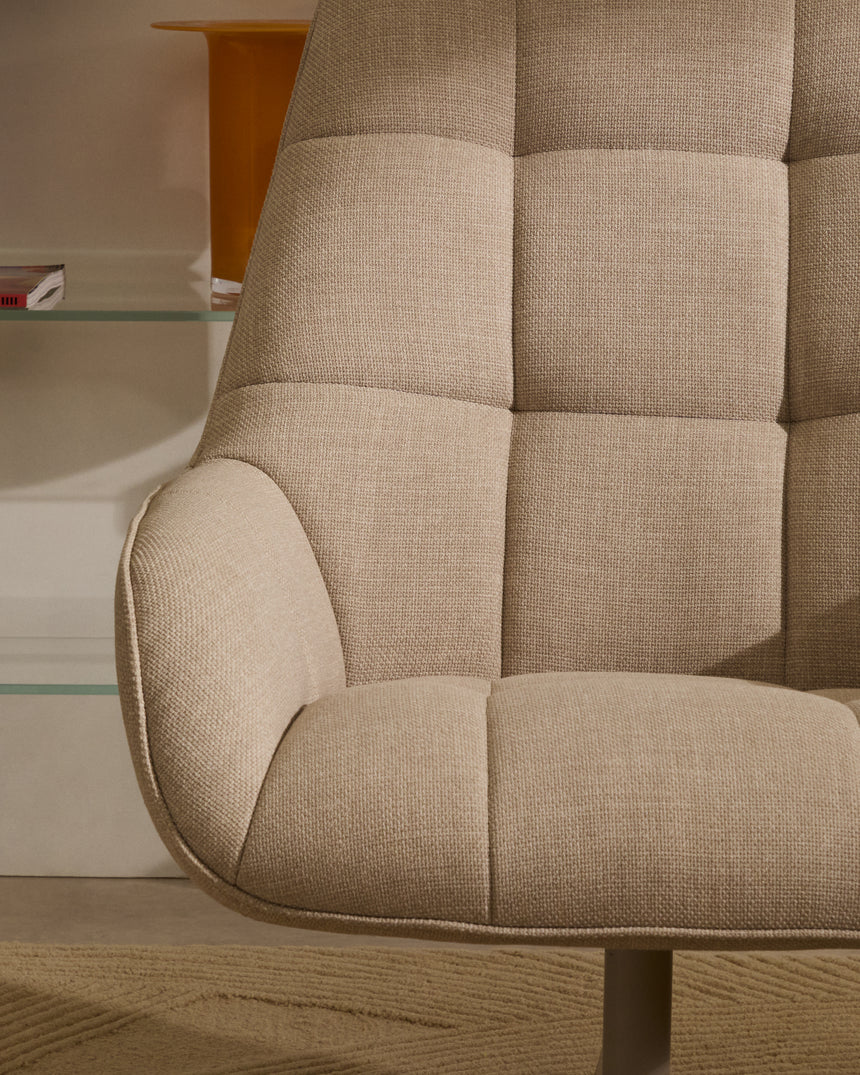 Drehsessel Jaspe beige und Metall mit grauer Oberfläche FSC 100% - ZEN ZONE Furniture