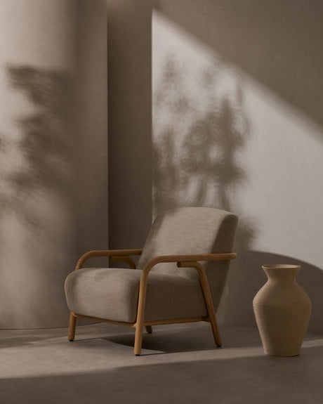 Sessel Sylo beige aus massivem Eschenholz FSC 100% - ZEN ZONE Furniture