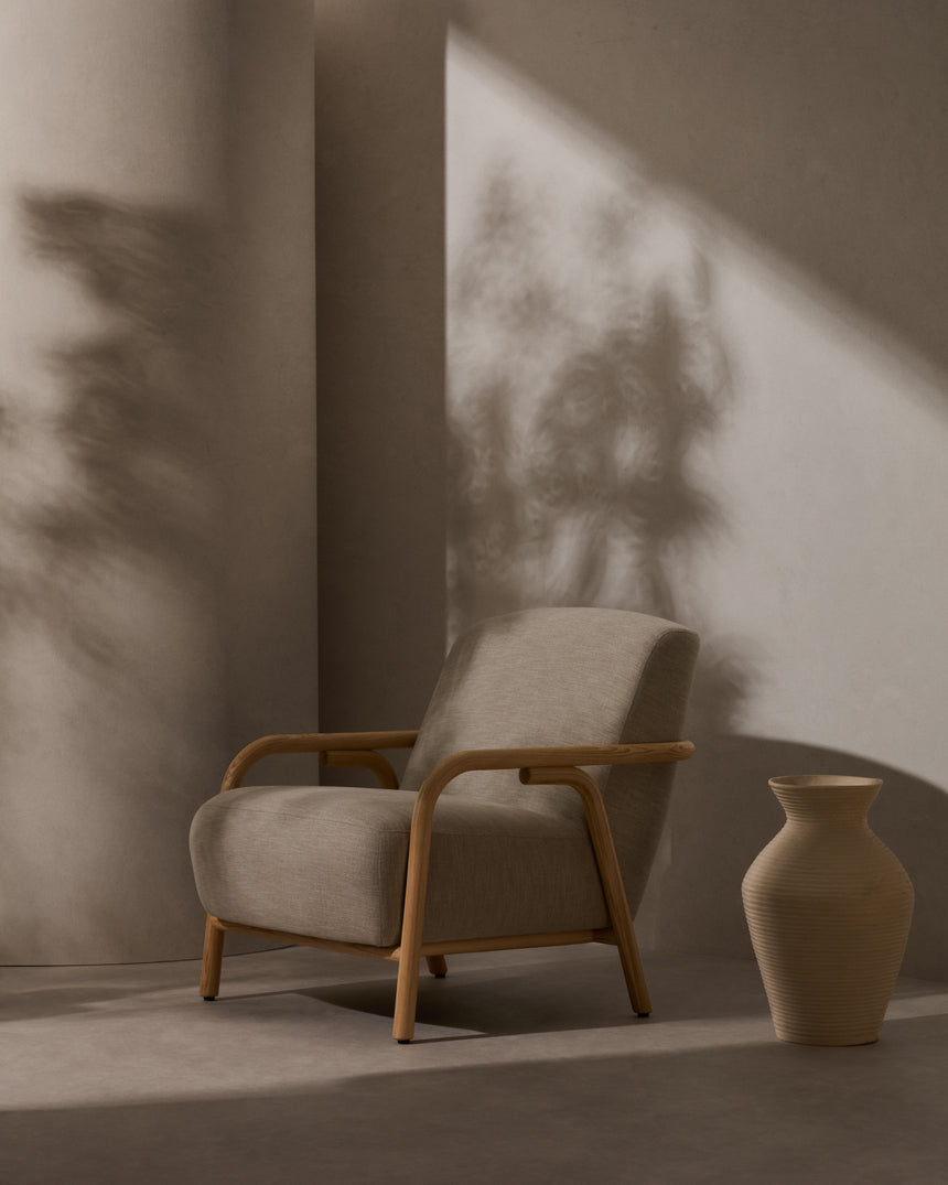 Sessel Sylo beige aus massivem Eschenholz FSC 100% - ZEN ZONE Furniture