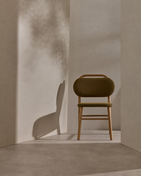 Helda Stuhl aus grüner Chenille und massivem Eichenholz FSC Mix Credit - ZEN ZONE Furniture