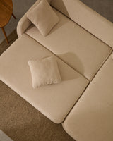 Schlafsofa Laira 3-Sitzer in Chenille mit Chaiselongue rechts ecru 246 cm FSC Mix Credit - ZEN ZONE Furniture