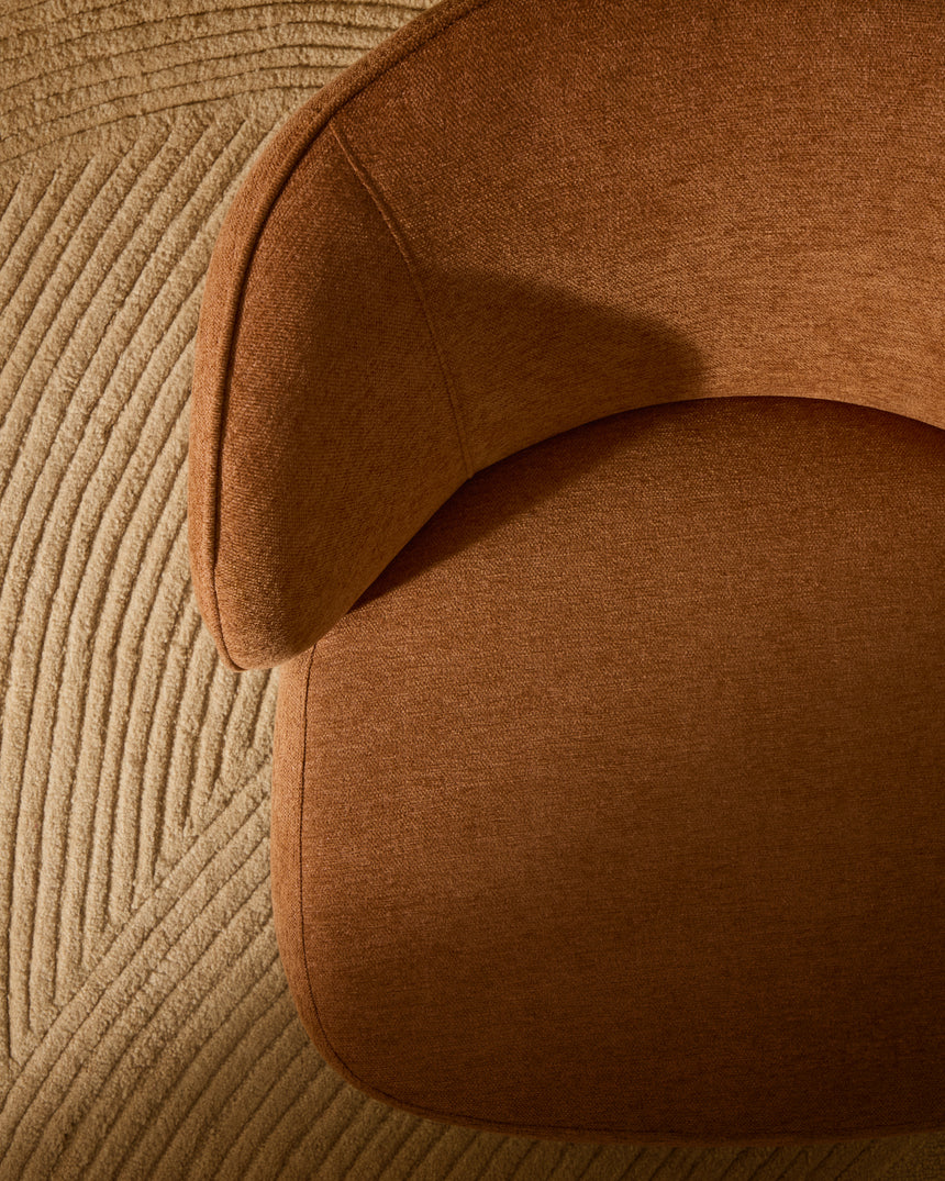 Sessel Ulit aus terrakottafarbener Chenille und Beinen aus massivem Buchenholz mit natürlichem Finish - ZEN ZONE Furniture