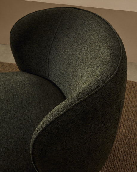 Sessel Ulit aus grünem Chenille und Beinen aus massivem Buchenholz mit natürlichem Finish - ZEN ZONE Furniture
