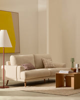 Karin 2-Sitzer-Sofa weiße Chenille und Beine aus massiver Buche 210 cm - ZEN ZONE Furniture