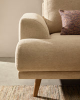 Karin 2-Sitzer-Sofa weiße Chenille und Beine aus massiver Buche 210 cm - ZEN ZONE Furniture