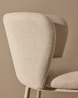 Hocker Ciselia aus beigefarbenem Chenille und beigefarbenem Stahl Höhe 65 cm FSC Mix Credit - ZEN ZONE Furniture