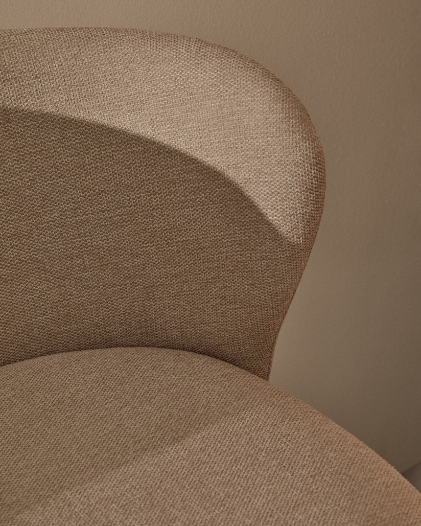 Hocker Ciselia beige Chenille und massive Esche mit natürlichem Finish FSC Mix Credit 65 cm - ZEN ZONE Furniture
