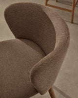 Hocker Ciselia braune Chenille und massive Esche mit natürlichem Finish FSC Mix Credit 65 cm - ZEN ZONE Furniture