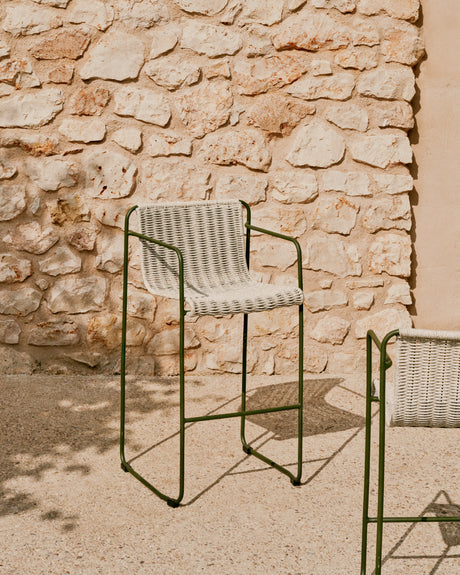 Hocker Maurina aus grün verzinktem Stahl mit écrufarbenem und grauem Seil 74,5 cm - ZEN ZONE Furniture