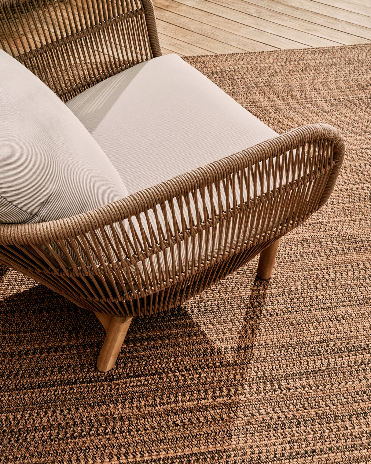 Catalina Sessel aus beigem Seil und massivem Akazienholz 100% FSC - ZEN ZONE Furniture