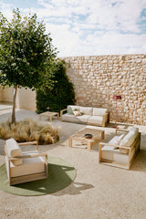 3-Sitzer-Sofa Ambra aus massivem Akazienholz mit hellem Finish 249 cm - ZEN ZONE Furniture