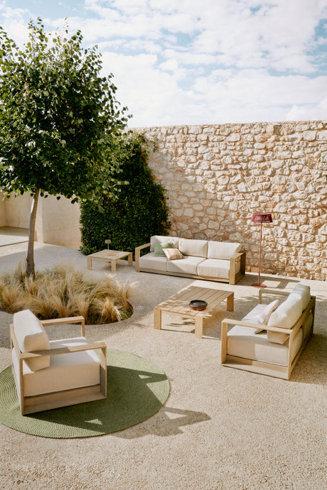 3-Sitzer-Sofa Ambra aus massivem Akazienholz mit hellem Finish 249 cm - ZEN ZONE Furniture