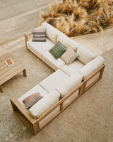5-Sitzer-Ecksofa Ambra aus massivem Akazienholz mit hellem Finish 248 cm - ZEN ZONE Furniture